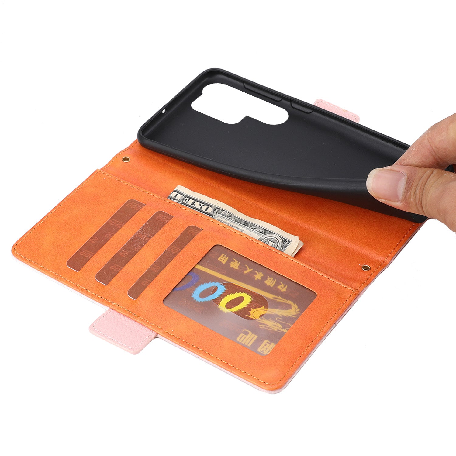 PU Leather Phone Wallet Case for Samsung Galaxy S23 Ultra Tri-color Splicing Litchi Texture Phone Stand Cover with Strap PU Leather Phone Wallet Case for Samsung Galaxy S23 Ultra Tri-color Splicing Litchi Texture Phone Stand Cover with Strap